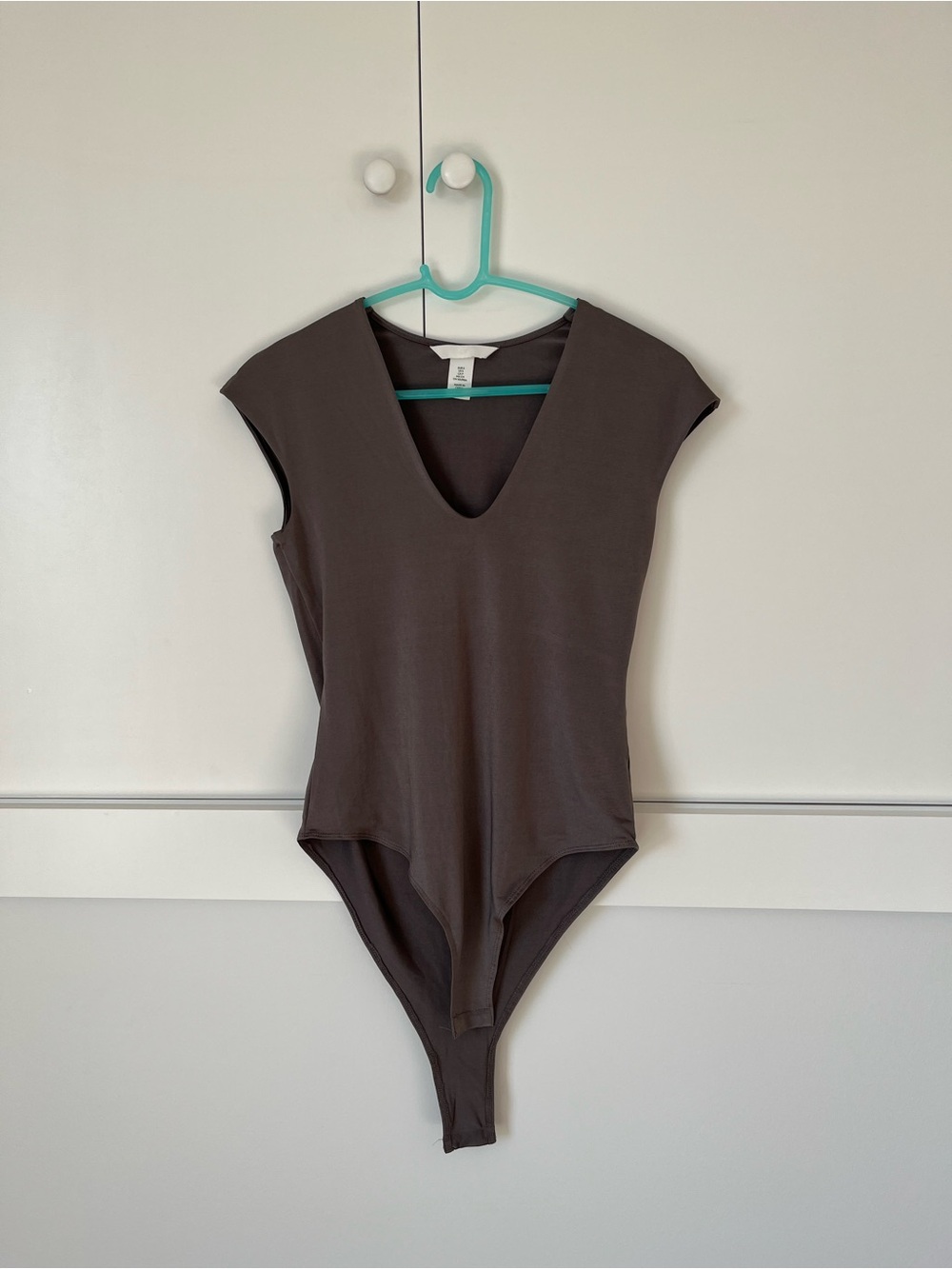H&M Dark Gray V-Neck Cap Sleeve Bodysuit